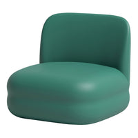 Modern green foam lounge chair, featuring a smooth, rounded design and vibrant, solid color for stylish decor.