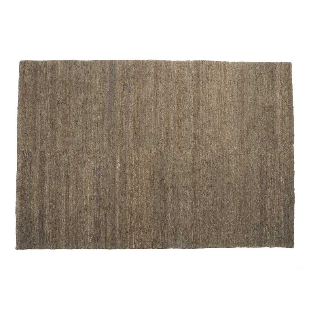Neutral brown rug with subtle linear patterns, adding texture and warmth to any space. Perfect for modern decor.