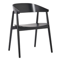 Sleek black chair with a minimalist design and smooth finish, perfect for modern decor.