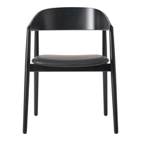 Sleek black chair with a minimalistic design and smooth matte finish, perfect for modern spaces.