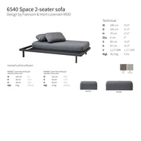 Gray 2-seater sofa with minimalist design, featuring a smooth, subtle texture and modern aesthetic.