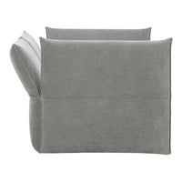 Gray upholstered armchair with a sleek, modern design and clean lines. Ideal for contemporary living spaces.