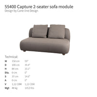 "Light brown 2-seater sofa module with smooth fabric and plush cushions, designed for comfort and style."