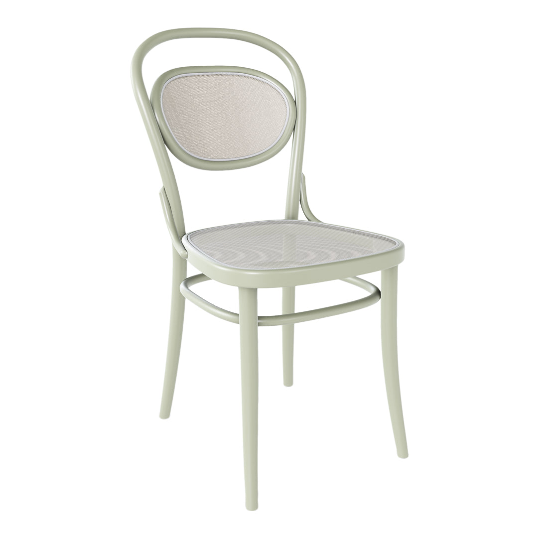 Light green chair with a subtle woven pattern and soft beige accents, perfect for modern and minimalist decor.