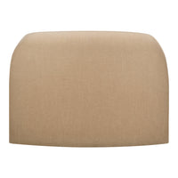 Beige fabric headboard with a smooth texture and rounded top design, perfect for modern interiors.