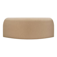 Beige upholstered headboard with a modern curved design and subtle texture, perfect for stylish bedroom decor.