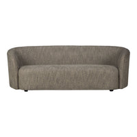 Curved gray sofa with a textured fabric pattern, perfect for modern living spaces.