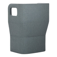 Gray geometric storage container with a textured finish and rounded handle for easy carrying.