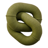 Olive green twisted knot design, textured surface with smooth, rounded edges and no additional patterns.