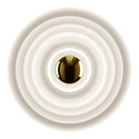 "White concentric circles with a glossy gold center, creating a modern and elegant design."