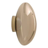 Glossy beige wall light with a sleek, oval design and subtle gradient finish, highlighting modern elegance.