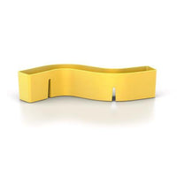 Curved, wavy yellow silicone container with smooth surface and modern design. Perfect for stylish storage solutions.