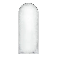 Arched white mirror with a minimalist design and silver border, adding elegance and simplicity to any space.
