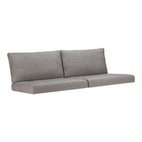 Gray upholstered sofa with clean lines and a minimalist design, featuring a solid color pattern.