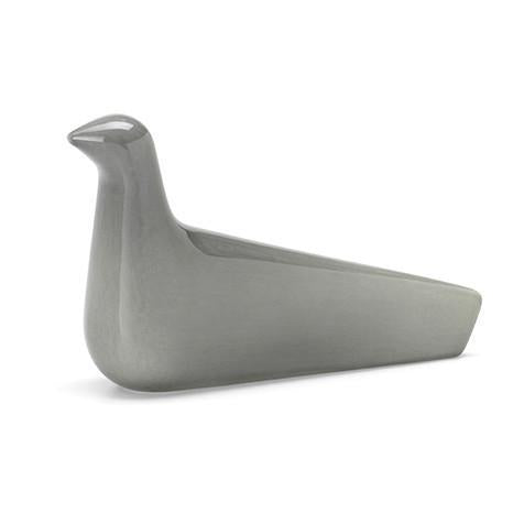 Gray ceramic bird figurine with smooth, minimalist design and a matte finish. Perfect for modern decor.