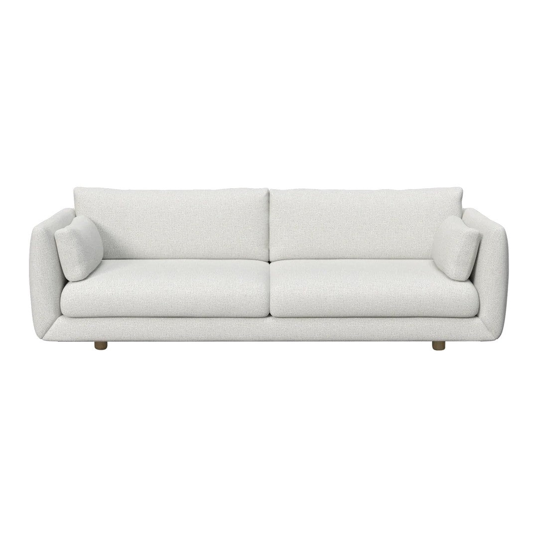 Modern white sofa with a smooth fabric texture and simple, elegant design. Perfect for any contemporary living space.