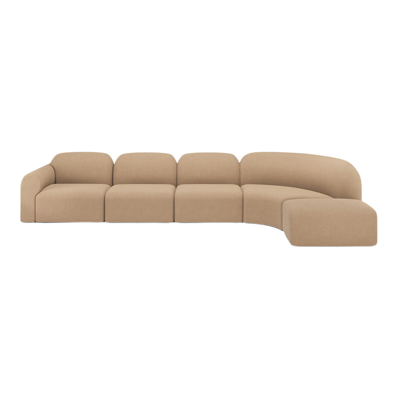 Bulky Pre-Configured L-Shaped Sofa w/ Footstool
