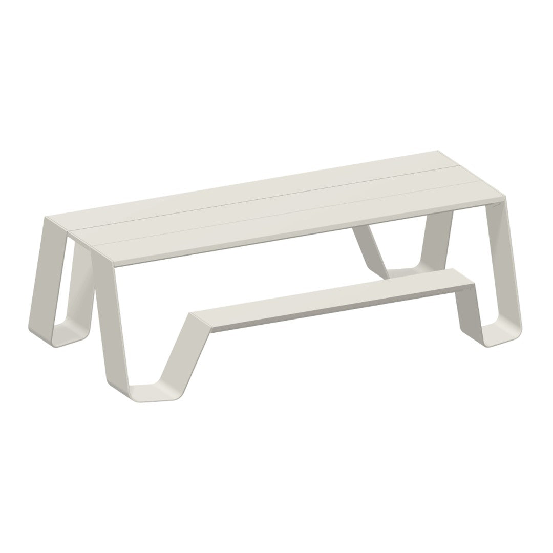 Modern white coffee table with a smooth, minimalistic design and subtle horizontal slats. Ideal for contemporary decor.