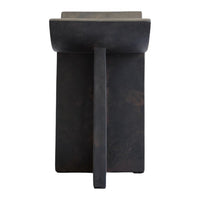 Sleek black stool with a matte finish and subtle bronze undertones. Modern design for stylish interiors.