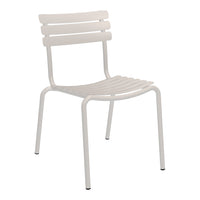 White striped metal chair with a sleek, minimalist design, perfect for modern spaces.