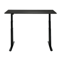 Sleek black standing desk with a minimalistic design and smooth matte finish, perfect for modern workspaces.