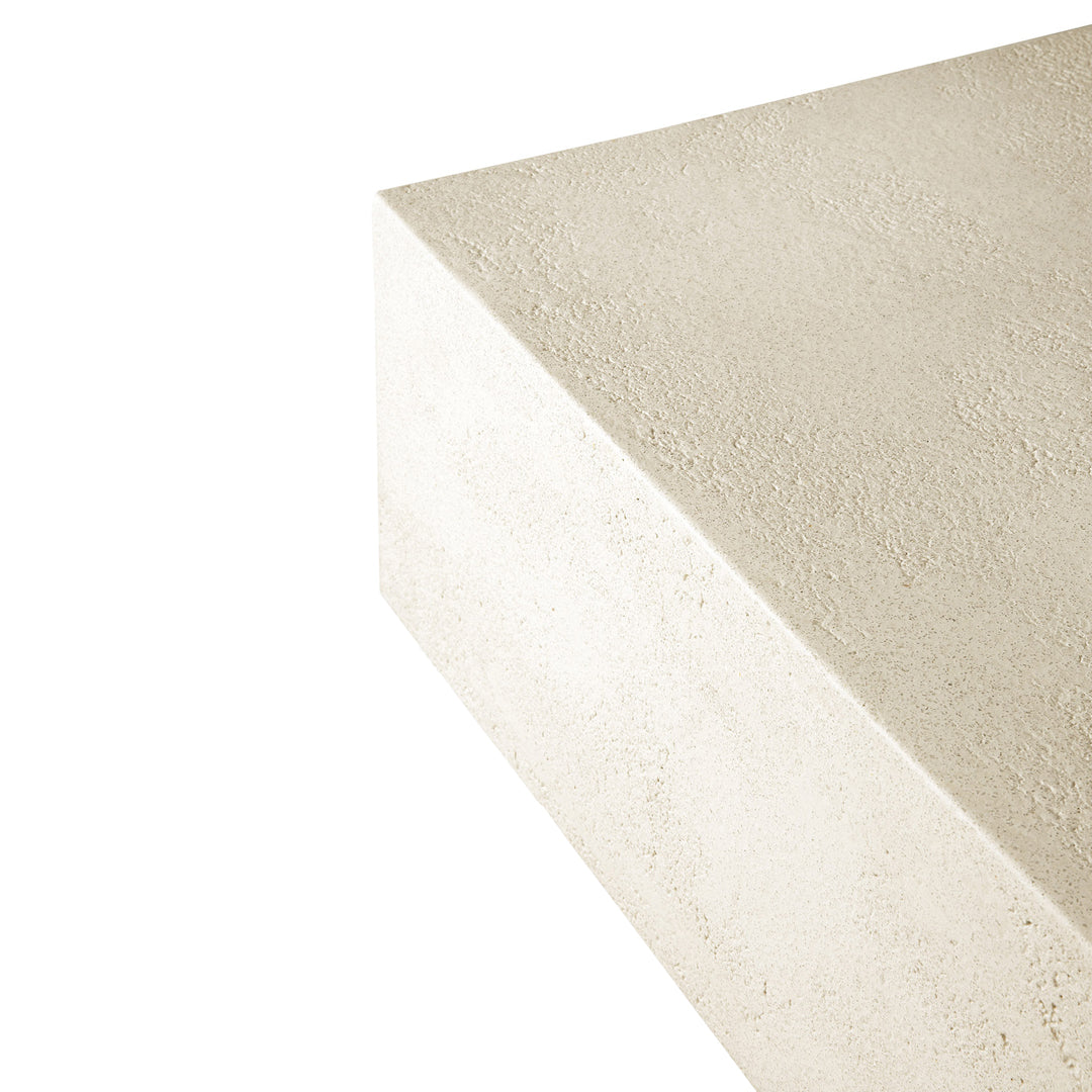 Light beige textured surface with a smooth edge, creating a modern and minimalist aesthetic.