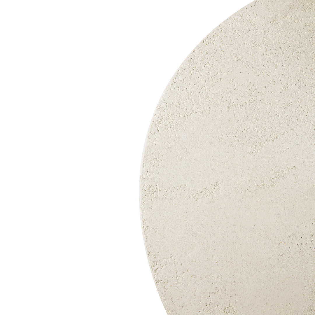 Cream-colored round surface with subtle texture, ideal for modern decor. Perfect for minimalistic styling.