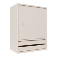 Light beige cabinet with a smooth finish, featuring a single door and a minimalist drawer design.