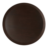 Dark brown round wooden tray with a smooth, polished surface and subtle grain pattern. Ideal for dining or decor.
