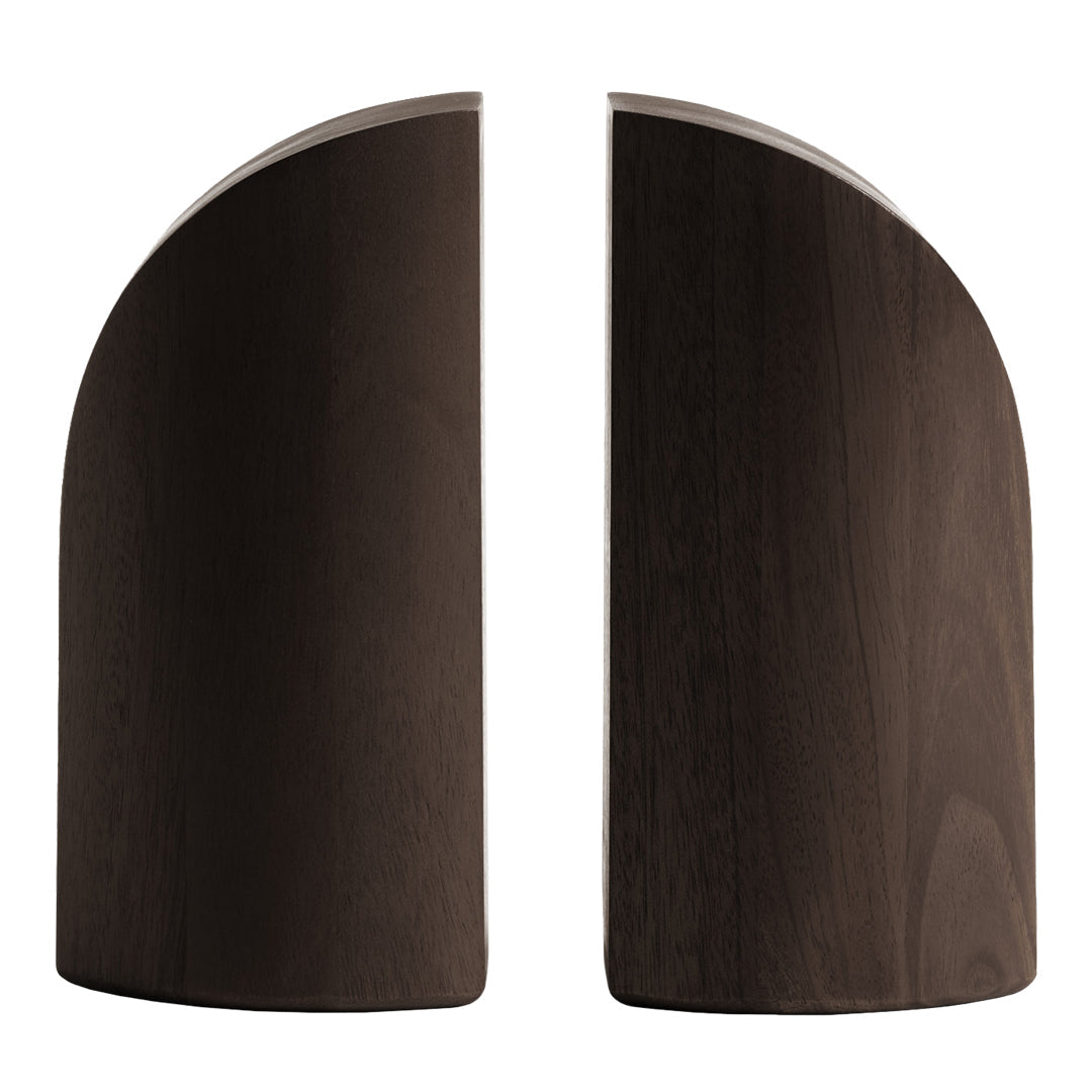 Dark brown wood product with smooth, curved edges and a subtle grain pattern, ideal for modern decor.