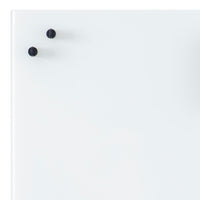 White surface with two black knobs, creating a minimalist and modern design aesthetic.