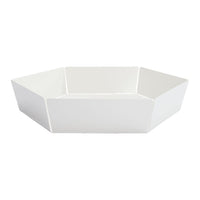 White hexagonal bowl featuring a sleek, modern design perfect for any décor. Ideal for stylish storage.
