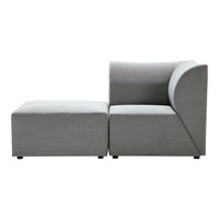 Modern gray sectional sofa with a sleek, minimalist design and textured fabric. Perfect for contemporary decor.