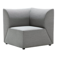 Gray upholstered chair with a sleek, modern design and smooth texture. Ideal for contemporary living spaces.