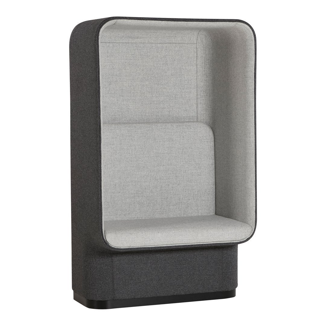 Stylish two-tone seating: charcoal gray exterior with light gray interior, minimalist design, and smooth texture.