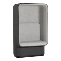 Stylish two-tone seating: charcoal gray exterior with light gray interior, minimalist design, and smooth texture.