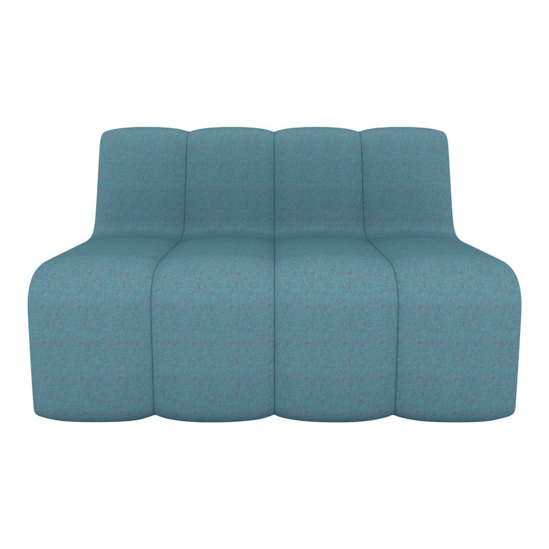 Teal three-seater sofa with a modern texture, featuring a smooth, contemporary design and soft, inviting hue.
