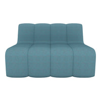 Teal three-seater sofa with a modern texture, featuring a smooth, contemporary design and soft, inviting hue.