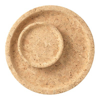 Natural beige cork plate set with smooth, textured surfaces; featuring a minimalist, modern design.