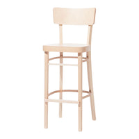 Natural wood bar stool with a smooth, light finish and simple, minimalist design. Perfect for modern spaces.