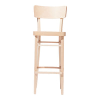 Light natural wood bar stool with a simple, streamlined design. Minimalistic and smooth finish.