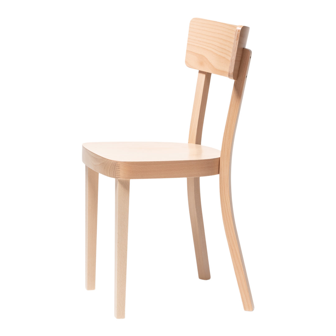 Light natural wood chair with a smooth, minimalist design and a warm, neutral finish. Ideal for modern interiors.