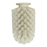 White bristle brush with a unique spiral pattern, designed for effective cleaning and scrubbing.