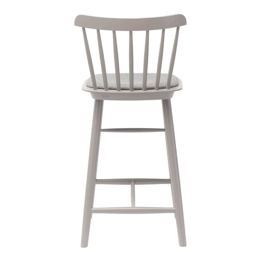 Light gray wooden bar stool with vertical slats and a minimalist design, perfect for modern decor.