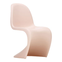 Light pink modern chair with smooth curves and a minimalist design. Perfect for contemporary decor.