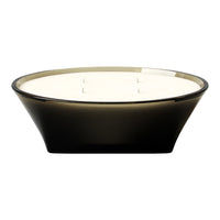 Black and translucent gray candle holder with a creamy white wax top, featuring a smooth, glossy finish.