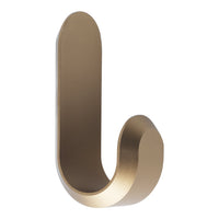 Sleek, modern gold metal wall hook with a smooth, curved design. Perfect for stylish home organization.