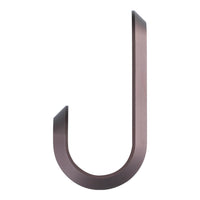 Sleek bronze metal hook with a minimalist design and smooth, curved edges. Ideal for modern decor.