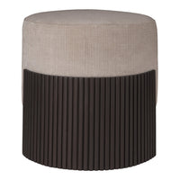 Beige fabric top with textured brown ribbed base, creating a stylish contrast. Perfect for modern decor.