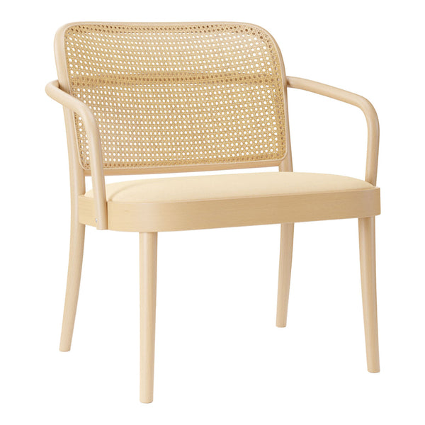 Lounge Armchair 811 - Cane Back & Seat Upholstered - Beech Frame